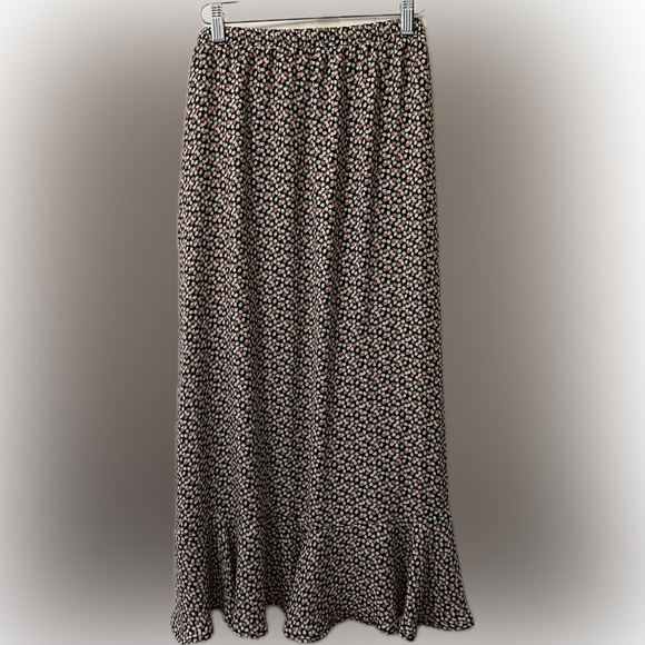 Max Studio High-Low Floral Print Boho Prairie Western Ruffle Midi Skirt. Size L - Picture 2 of 8